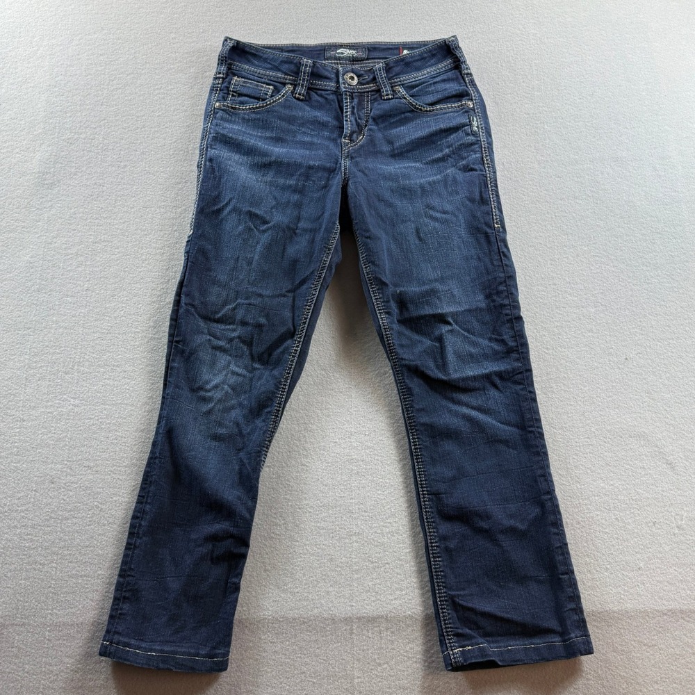 Silver Jeans Co Suki High Straight Womens W27 L30 Blue Super Stretch Denim 28x26